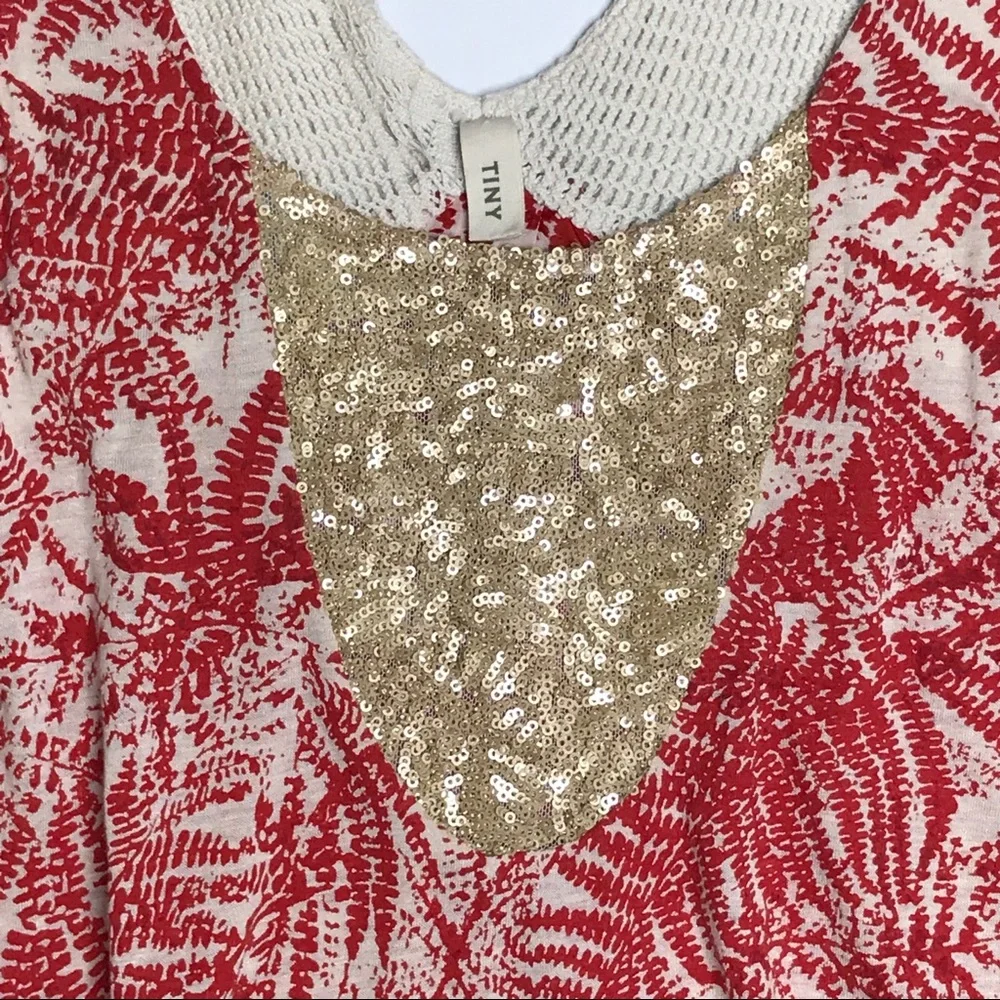 Anthropologie Tiny Red & Cream Beekeeper Crochet & Sequin Top Size XS - Picture 5 of 8